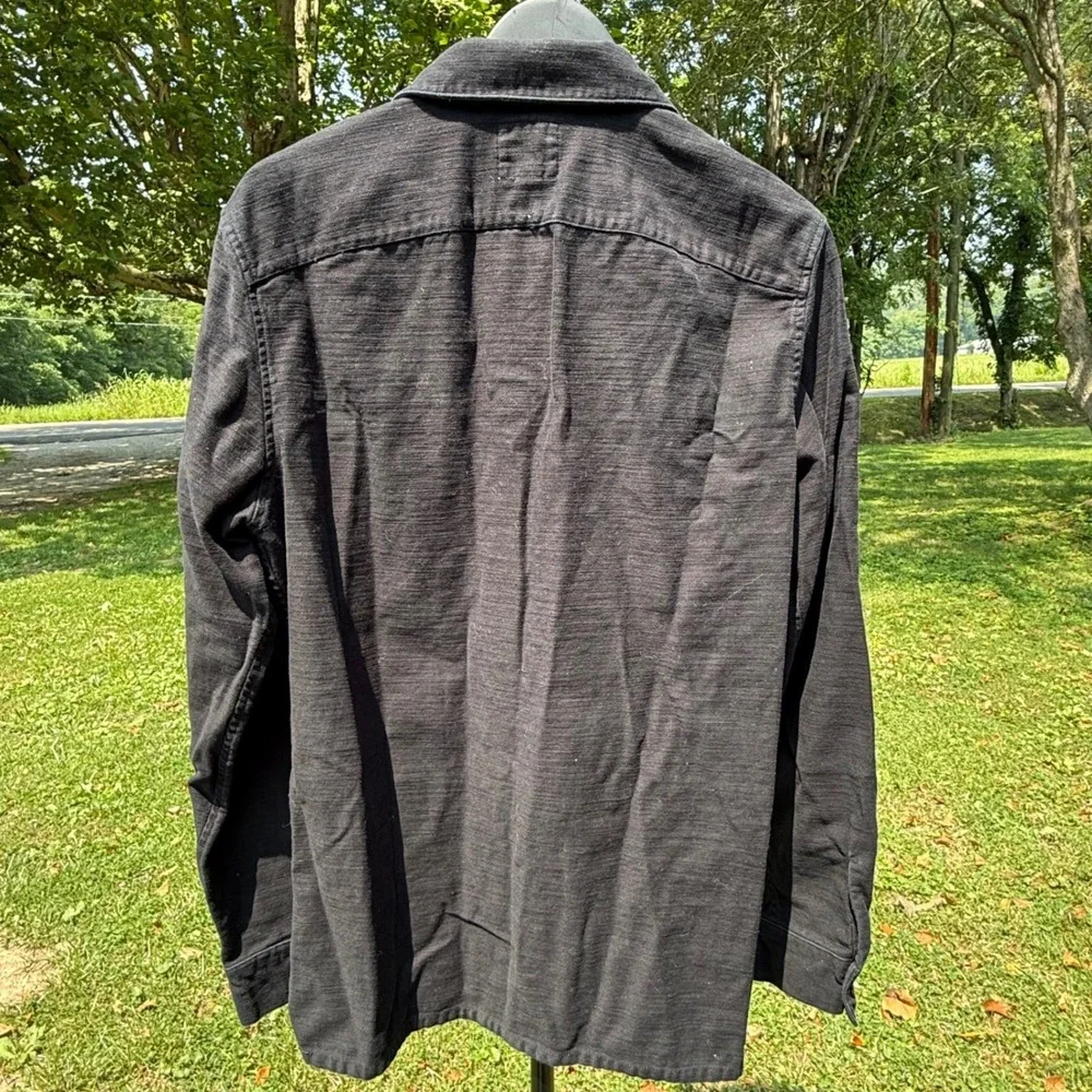 American Eagle Mens Medium Tall Black Cotton Button Down Work Shirt Long Sleeve